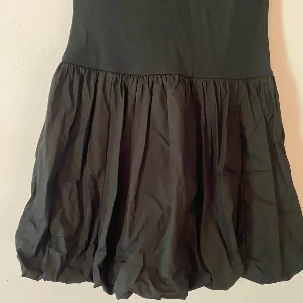 J. Crew Black Drop Waist Balloon Mini Dress Minimalist Glam Women's size Small